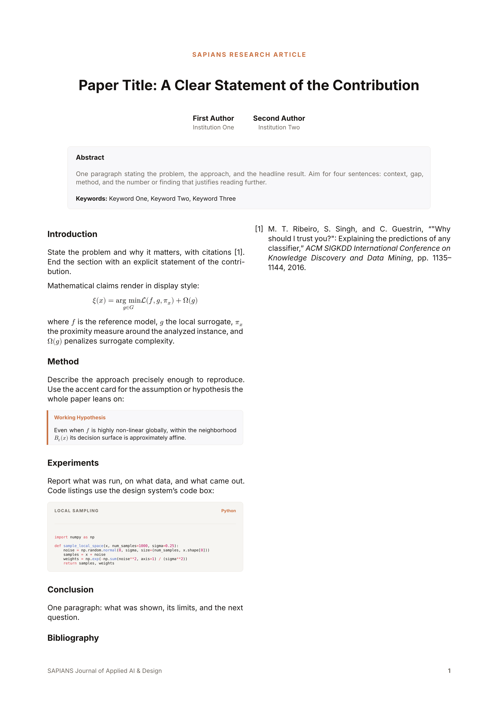 First page of sapians-paper